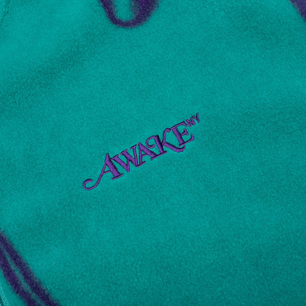 Dice Print Fleece Quarter Zip Pullover - Teal/Purple