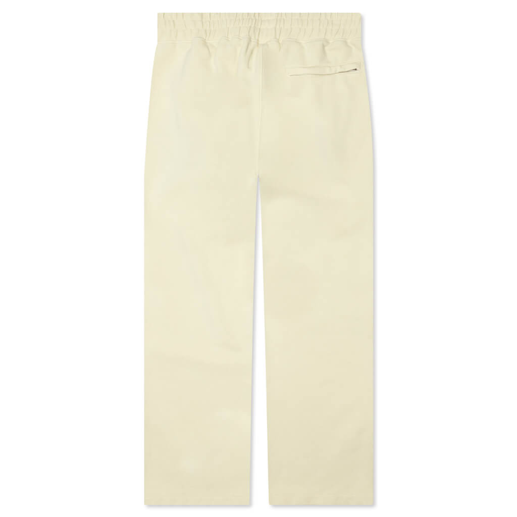 Embroidered Logo Open End Sweat Pant - Ivory