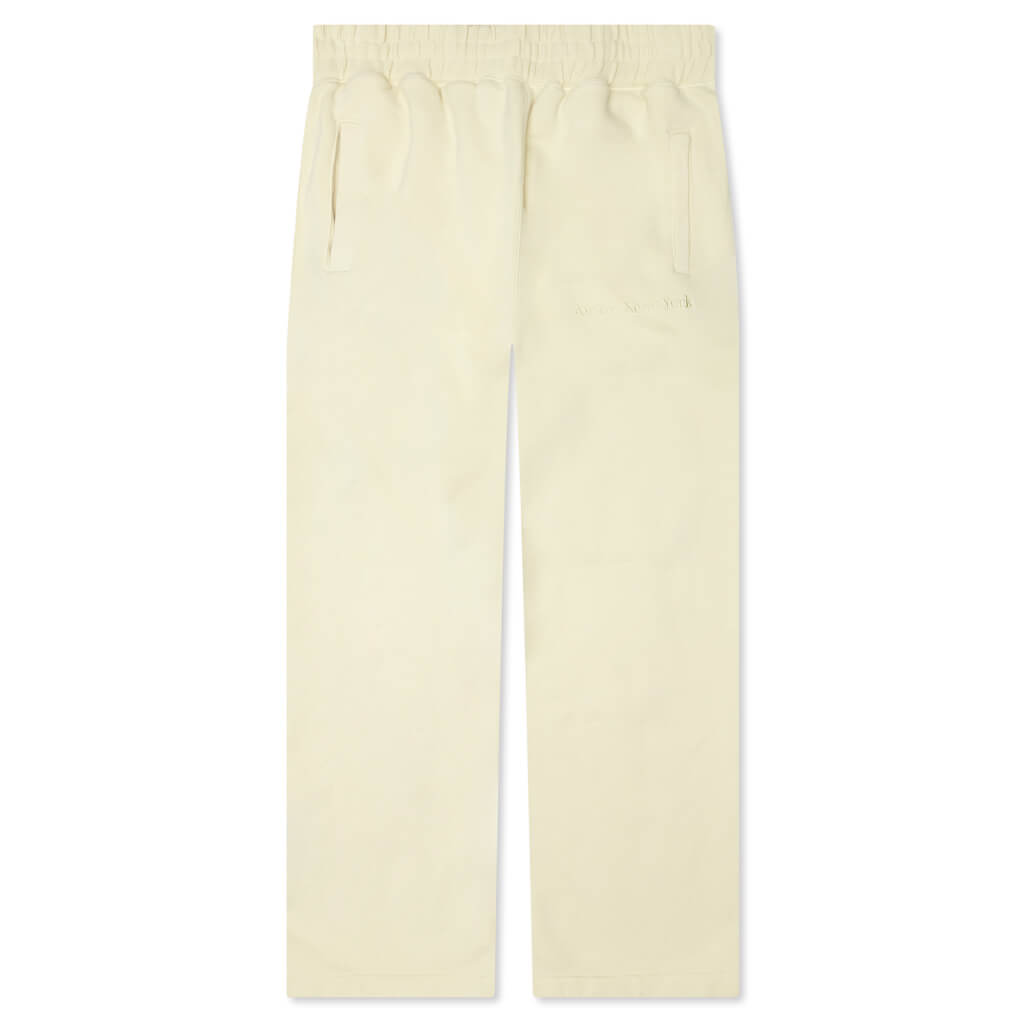 Embroidered Logo Open End Sweat Pant - Ivory