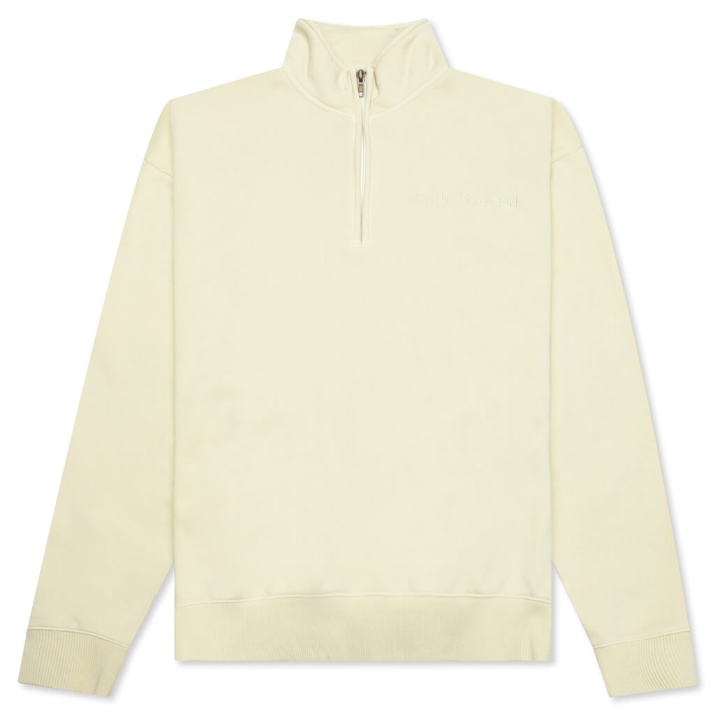 Embroidered Logo Quarter Zip Sweatshirt - Ivory