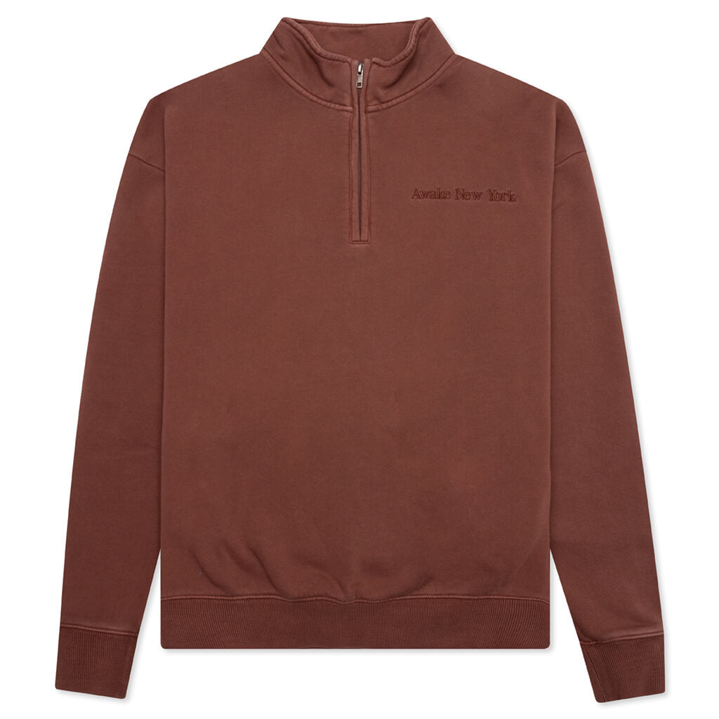 Embroidered Logo Quarter Zip Sweatshirt - Mauve