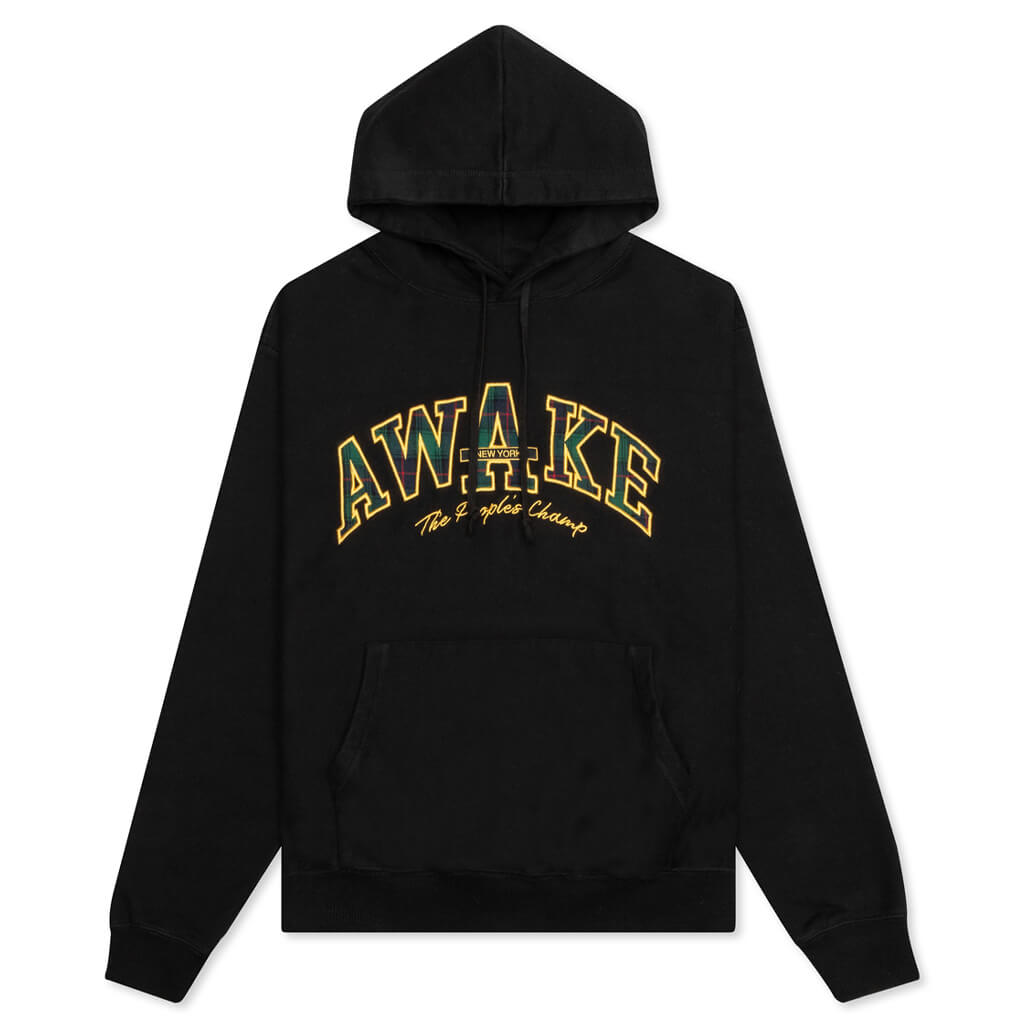 Awake People's Champ Plaid Logo Hoodie - Black