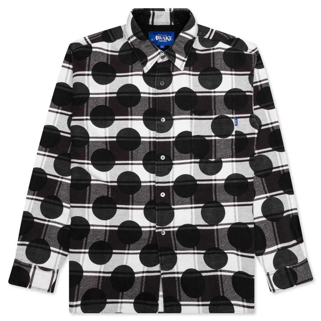 Awake Polka Dot Flannel Shirt - Black
