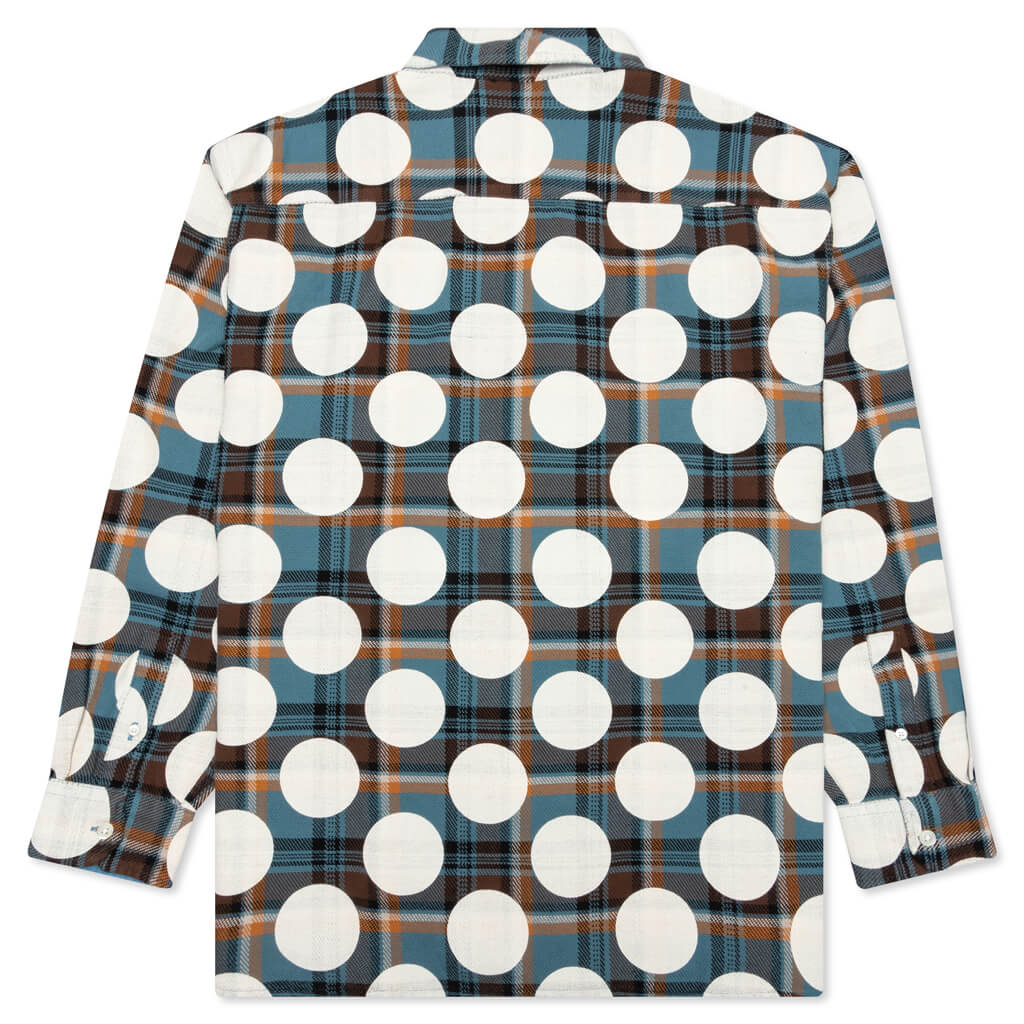 Awake Polka Dot Flannel Shirt - Dusty Blue