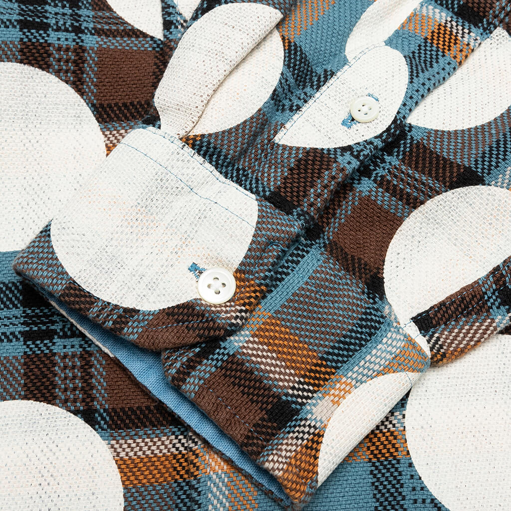 Awake Polka Dot Flannel Shirt - Dusty Blue