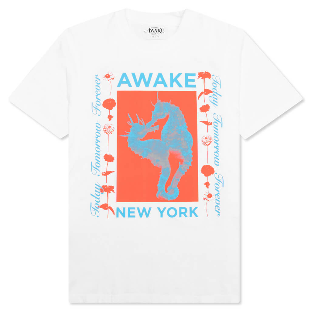 Awake Seahorse Tee - White