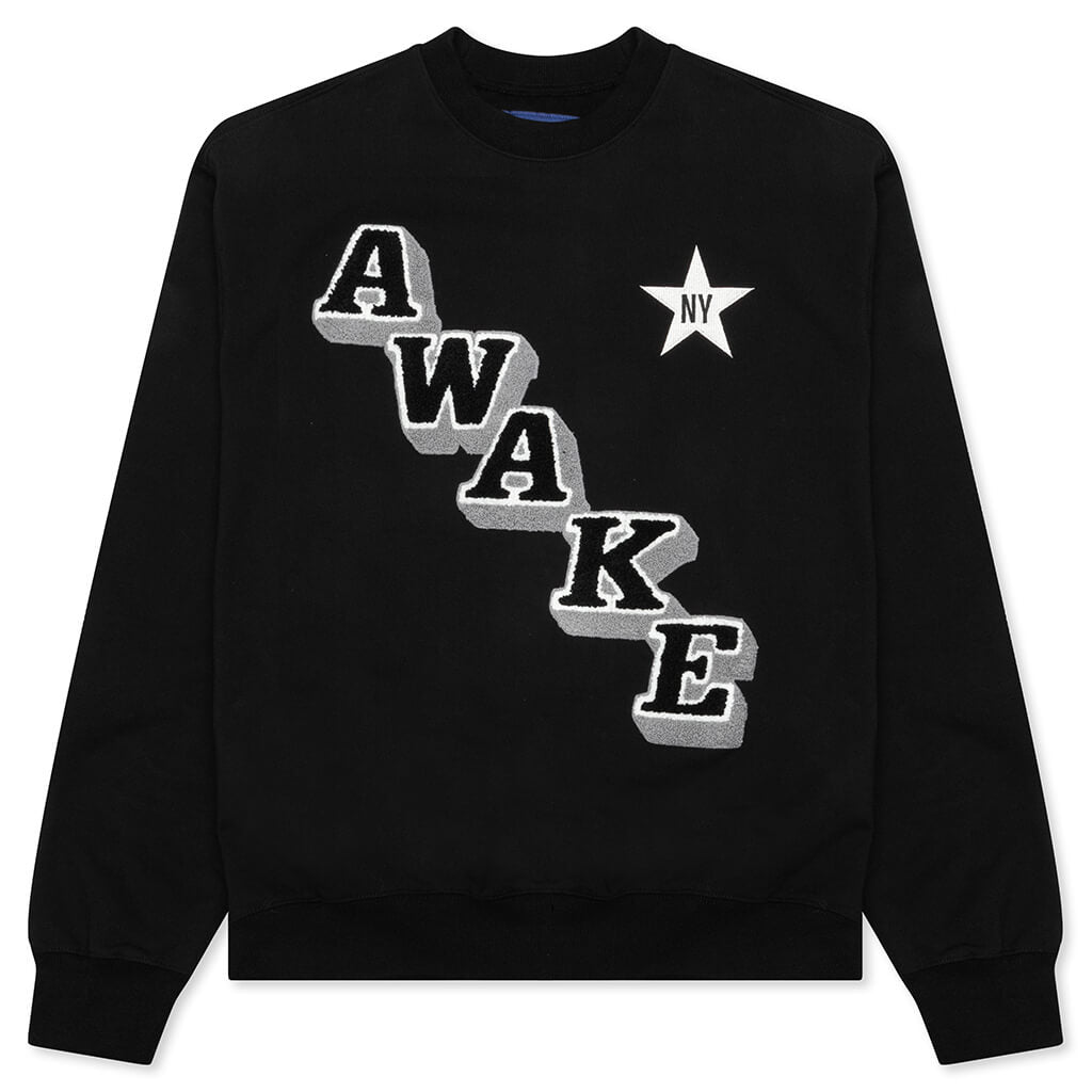 Awake Stacked Logo Crewneck - Black