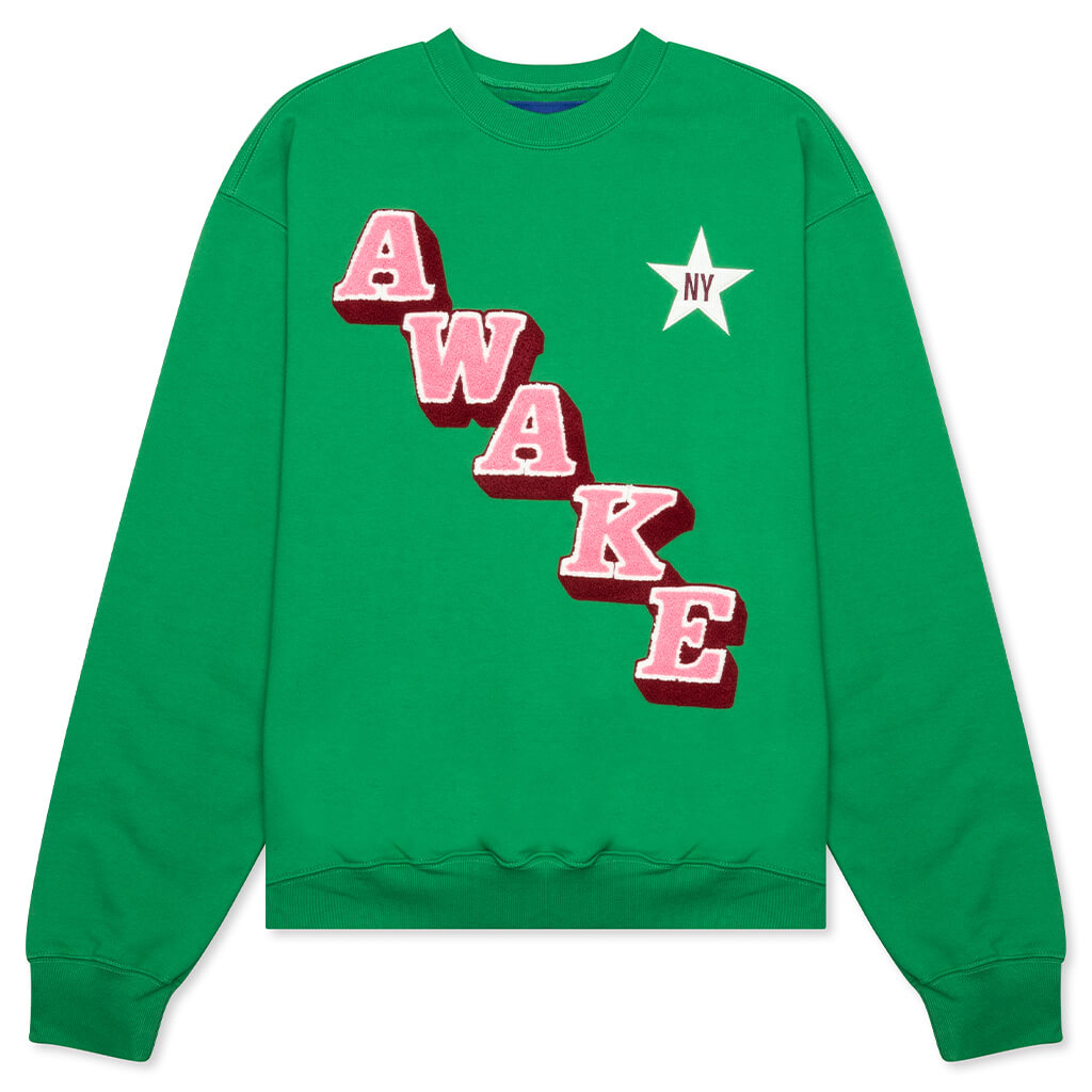 Awake Stacked Logo Crewneck - Green