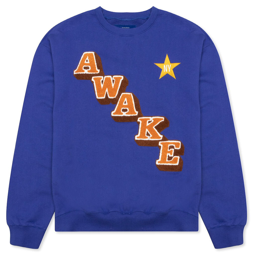 Awake Stacked Logo Crewneck - Sapphire