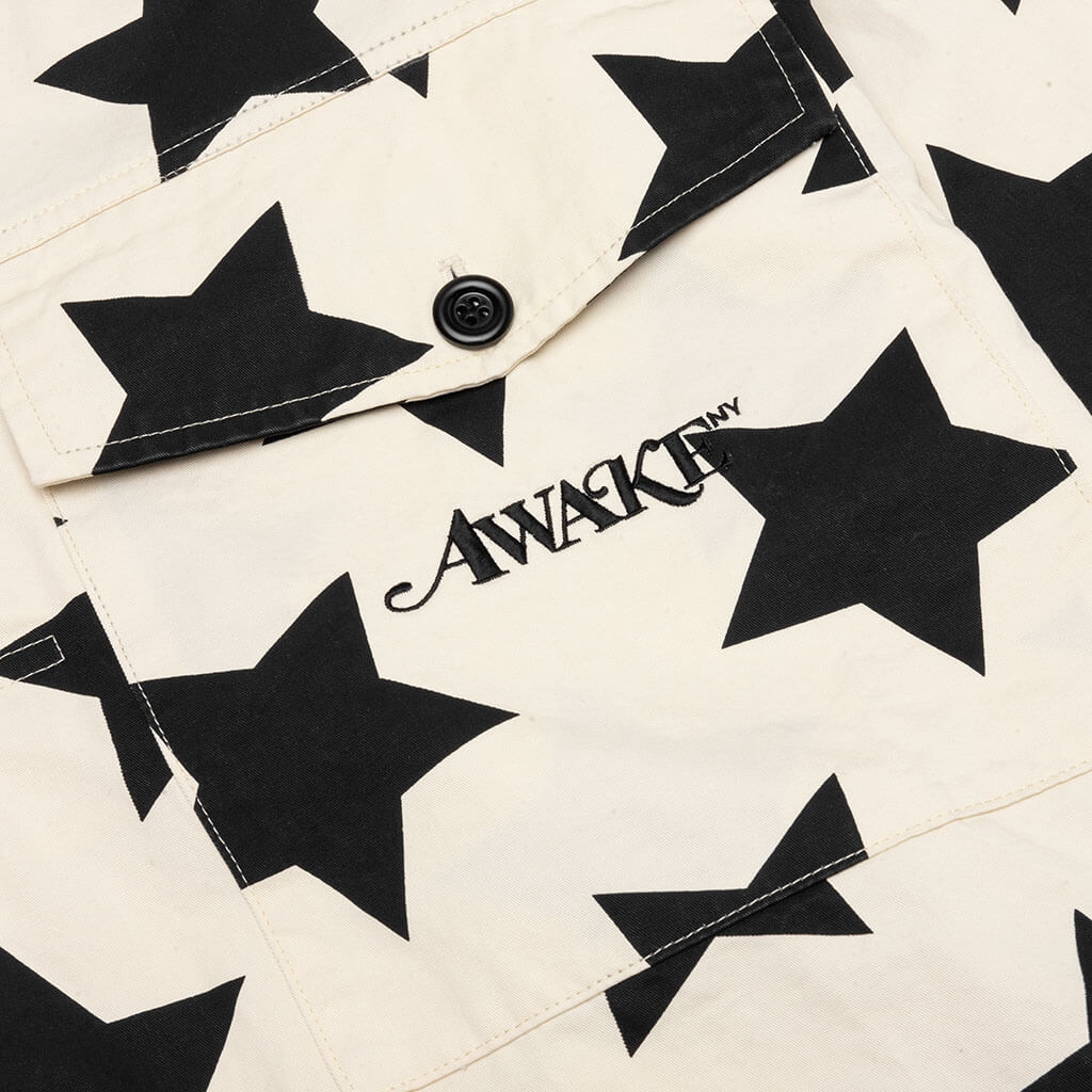 Awake Star Printed Anorak - Ivory/Black