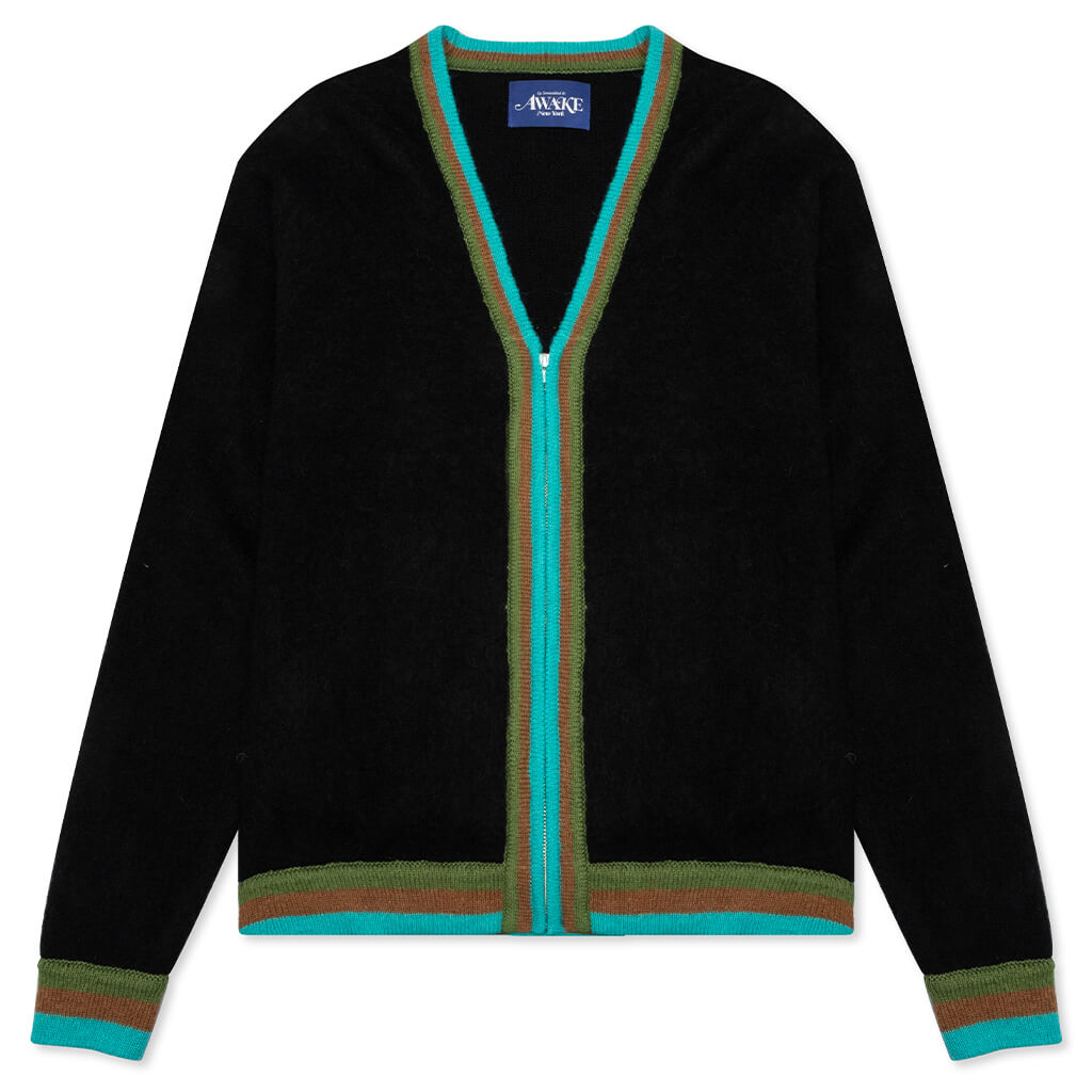 Awake Striped Mohair Cardigan - Black