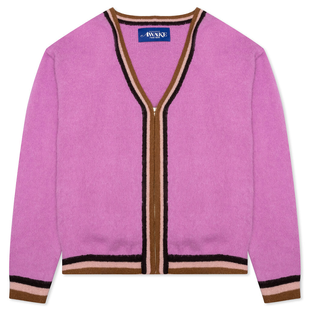 Awake Striped Mohair Cardigan - Pink