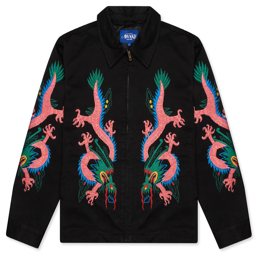 Awake Twin Dragon Harrington Jacket - Black