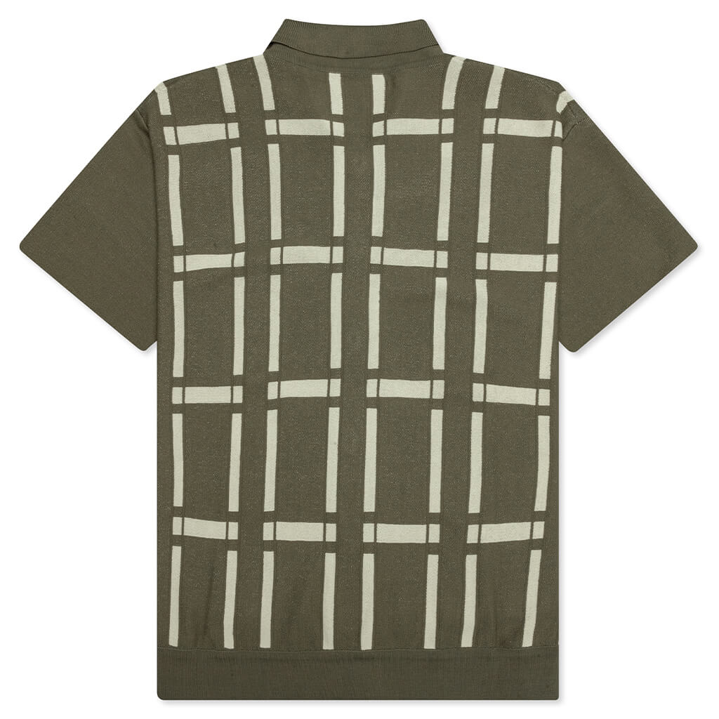 Awake Windowpane Short Sleeve Cardigan - Sand/Light Yellow