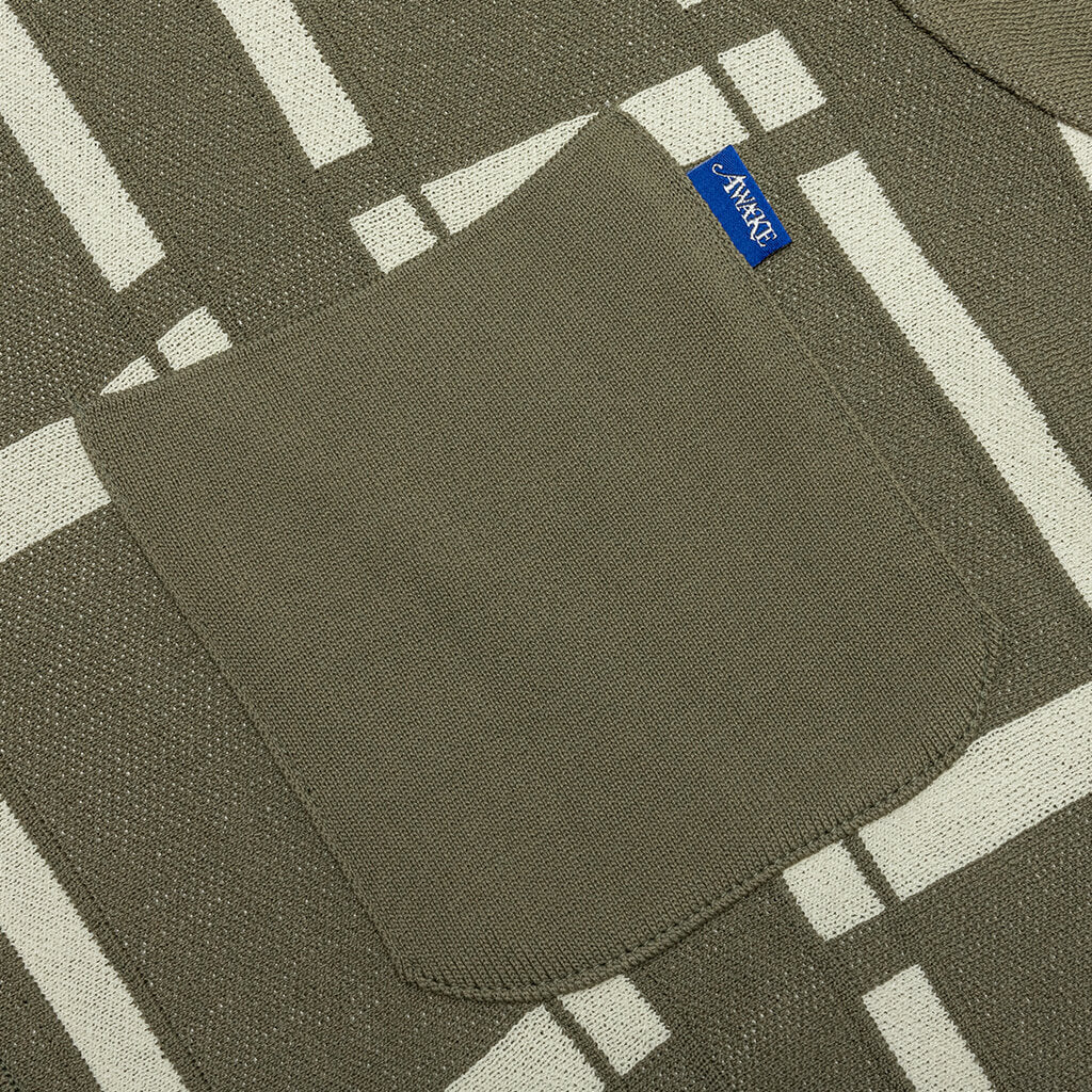 Awake Windowpane Short Sleeve Cardigan - Sand/Light Yellow