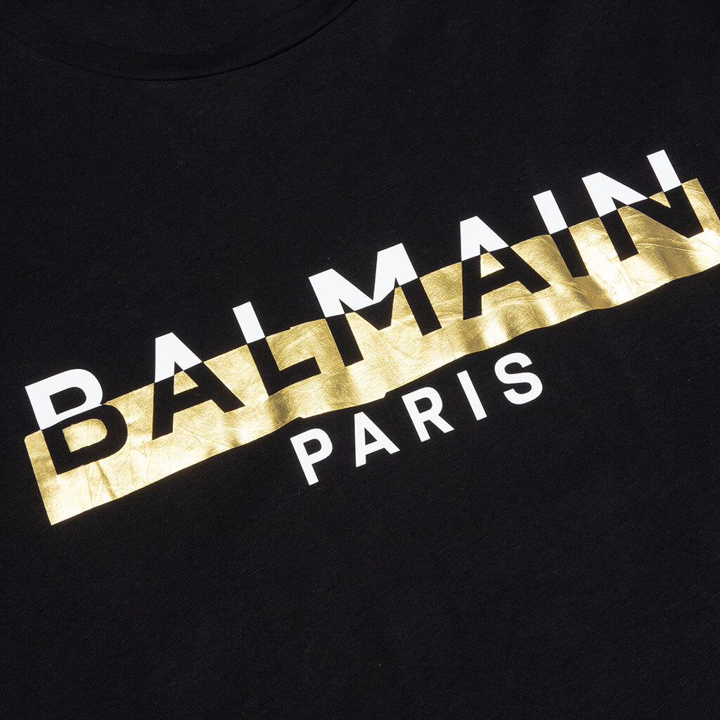 Bulky Fit Foil Tape T-Shirt - Blanc/Noir/Argent