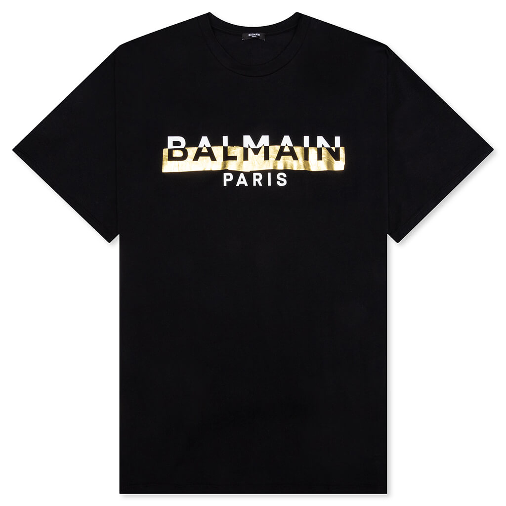 Bulky Fit Foil Tape T-Shirt - Blanc/Noir/Argent