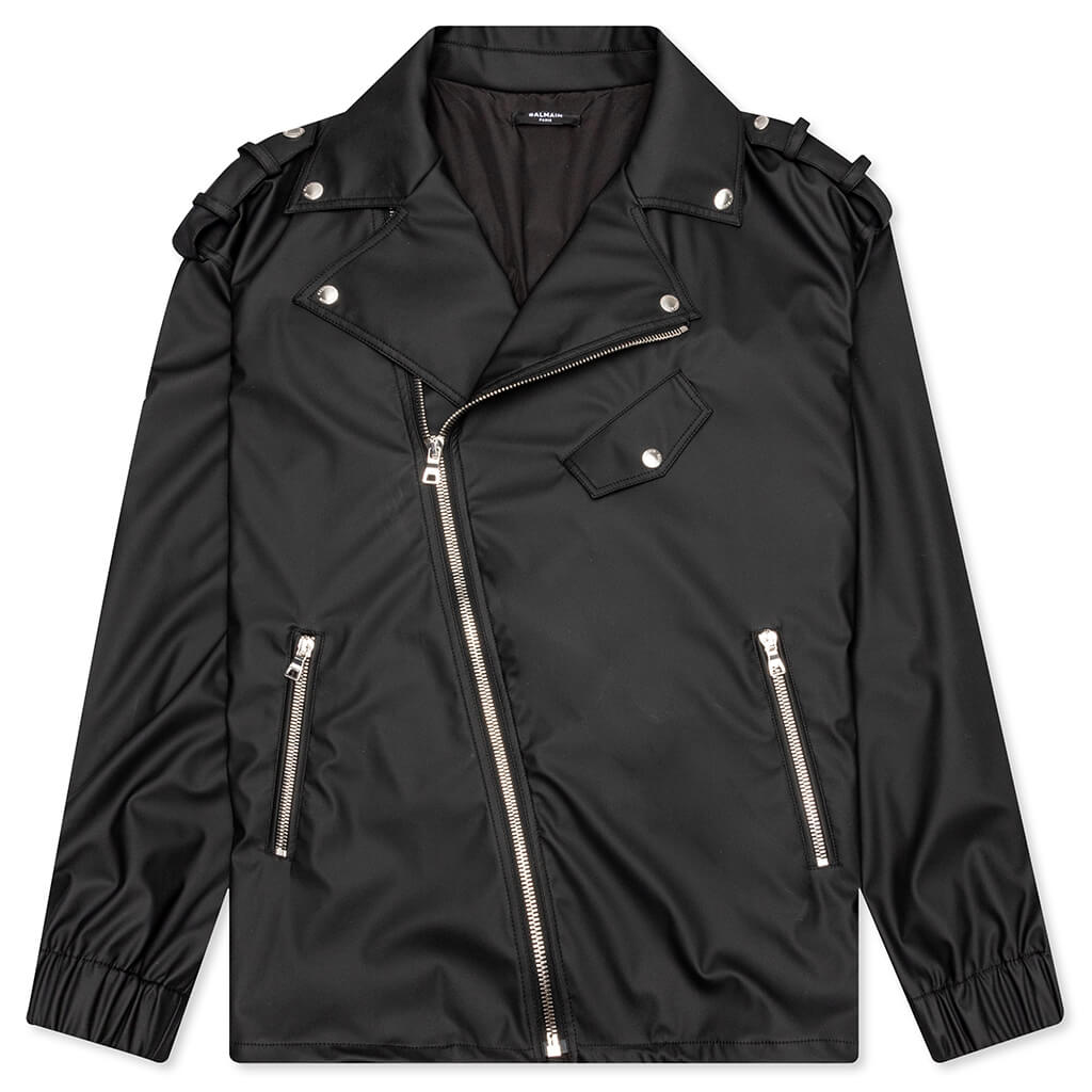 Faux Leather Biker Jacket - Gris Chine