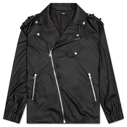 Faux Leather Biker Jacket - Gris Chine