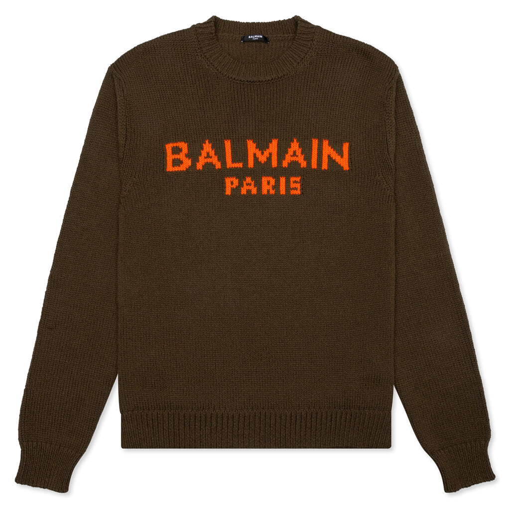 Merino Pullover - Kaki/Orange