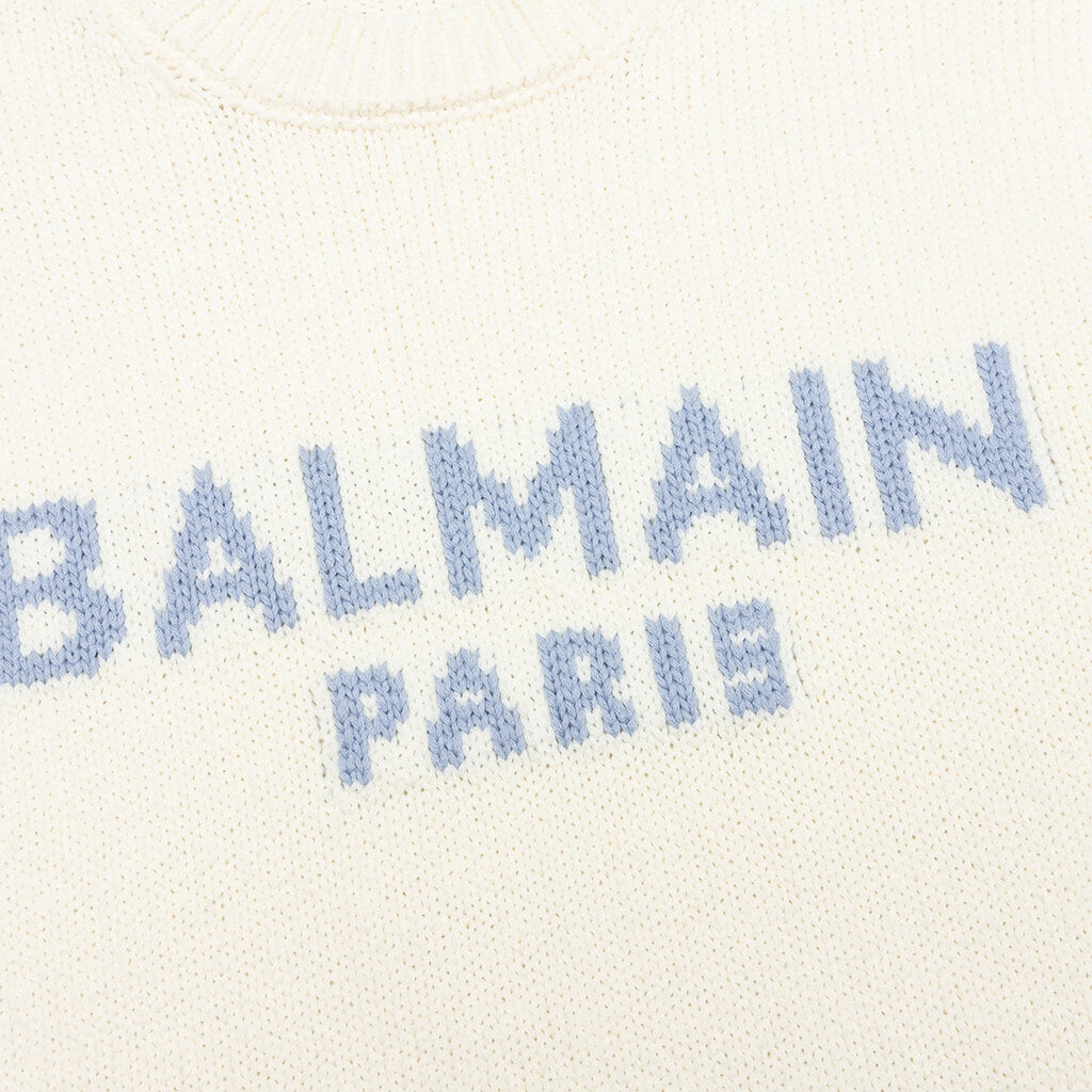 Merinos Pullover - Blanc/Bleu Pale