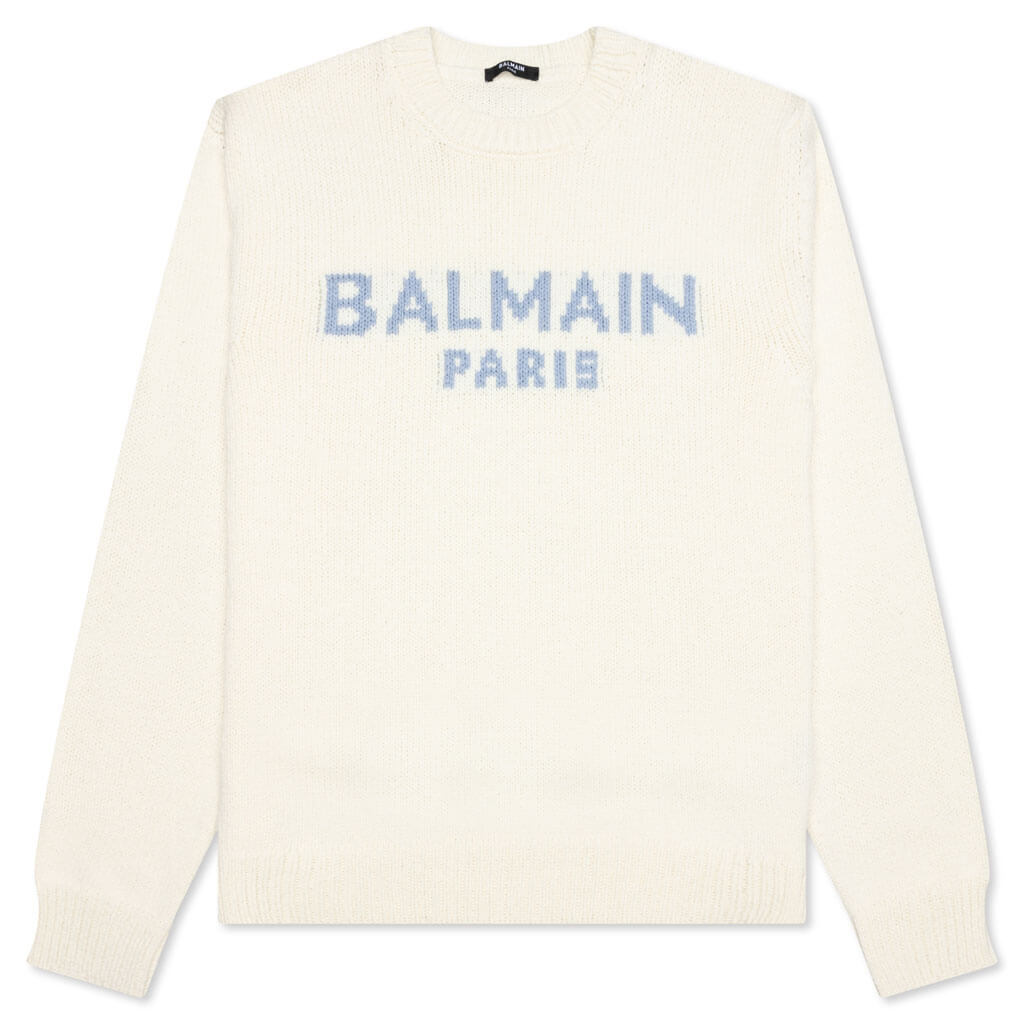 Merinos Pullover - Blanc/Bleu Pale