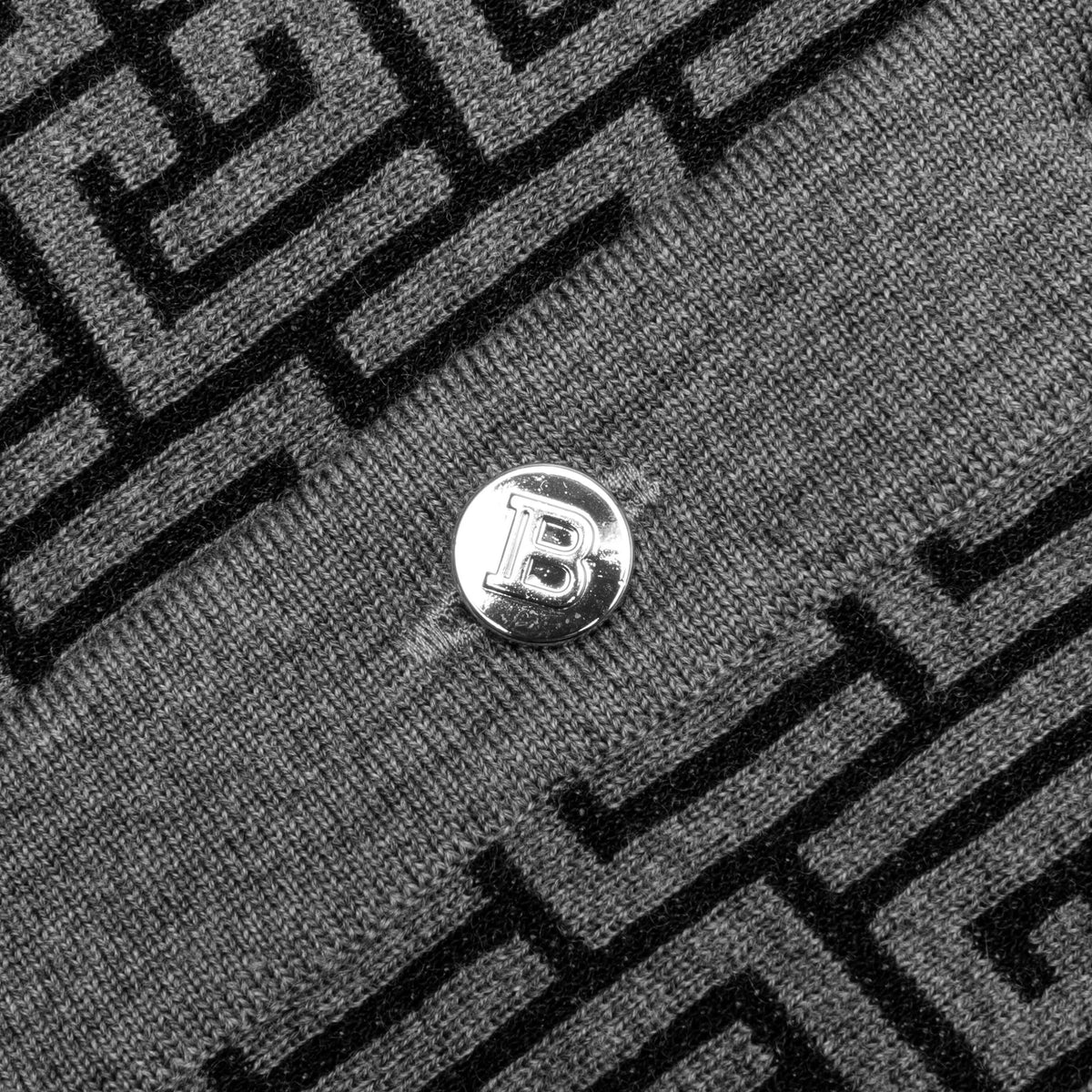 Monogram Wool & Linin Polo - Noir/Gris Fonce