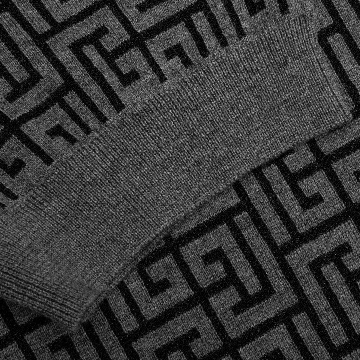 Monogram Wool & Linin Polo - Noir/Gris Fonce