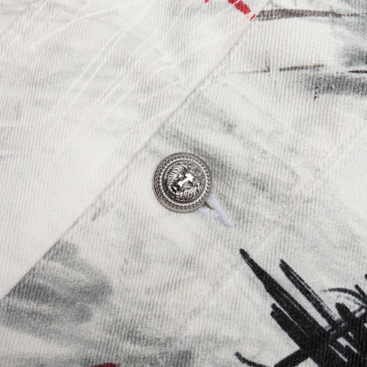 Oversize Graffiti Denim Jacket - Blanc