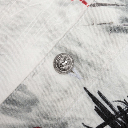 Oversize Graffiti Denim Jacket - Blanc