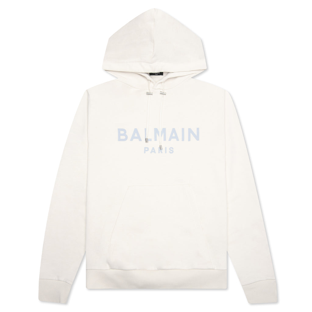 Printed Hoodie - Beige/Bleu Clair