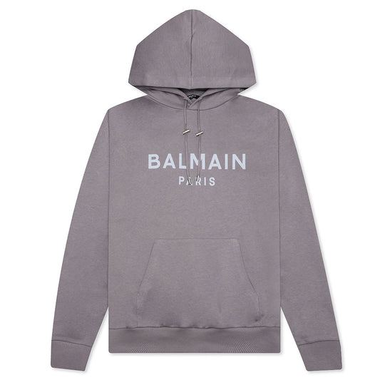 Printed Hoodie - Gris Fonce/Bleu Clair
