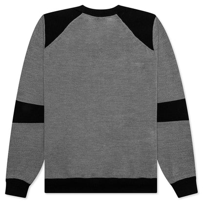 Shoulder Ribbed Knit Sweater - Gris/Noir