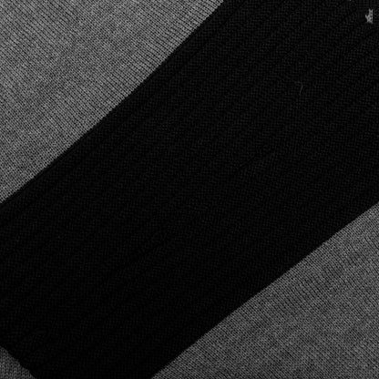 Shoulder Ribbed Knit Sweater - Gris/Noir