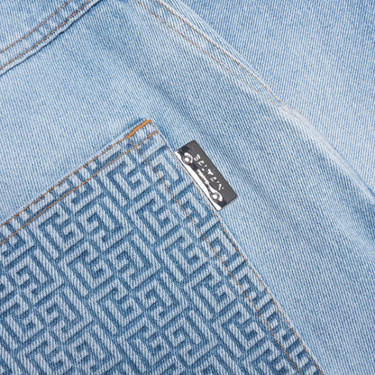 Straight Monogram Denim Pants - Blue