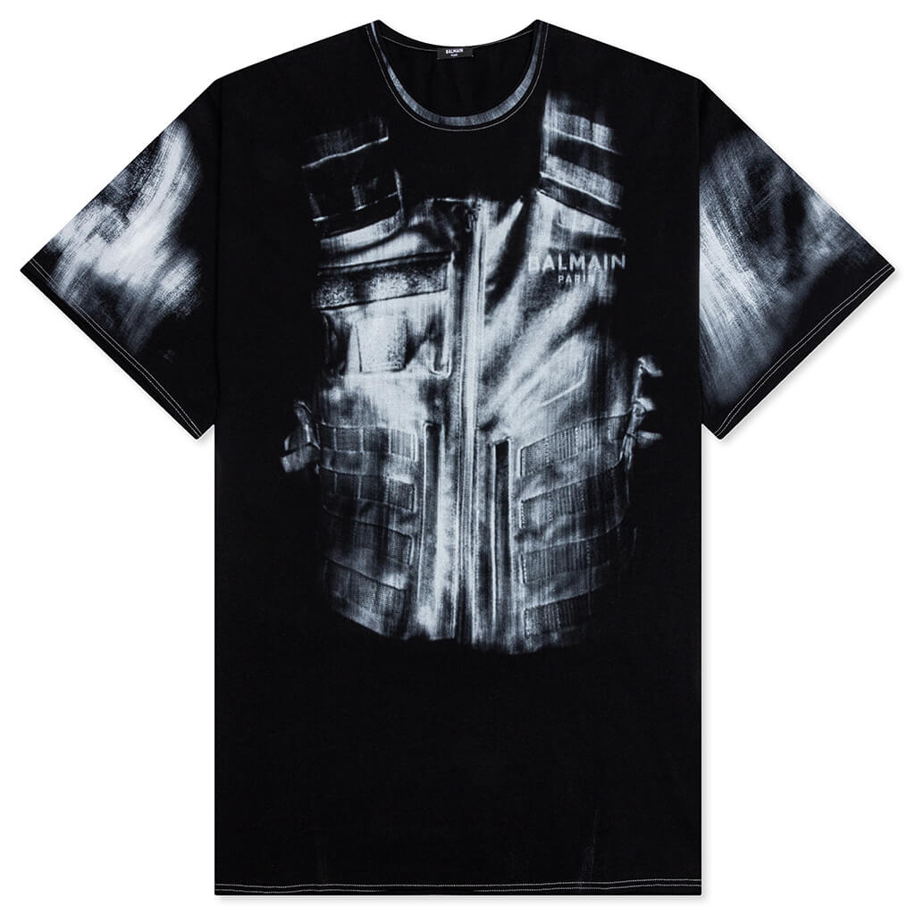 X-Ray Print Raw Edge T-Shirt - Noir/Blanc