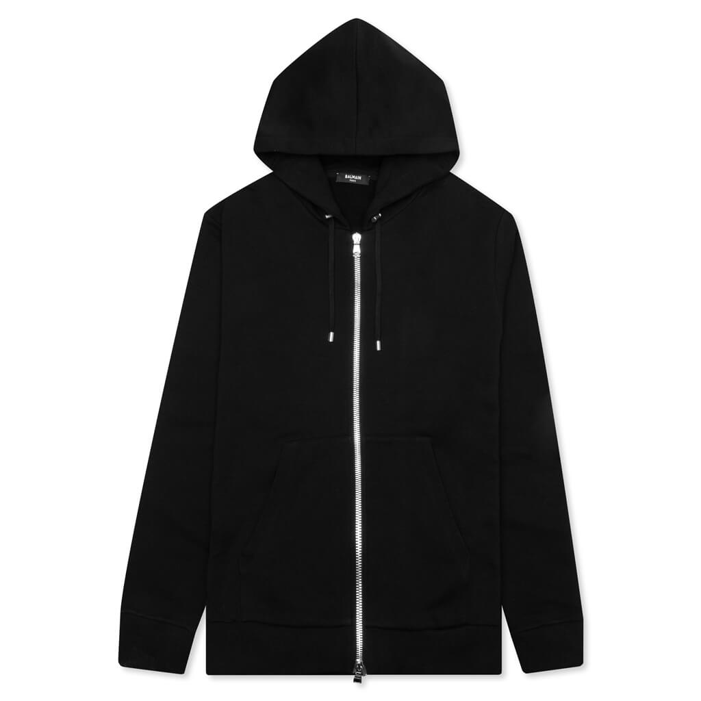 Zipped Printed Hoodie - Noir/Blanc