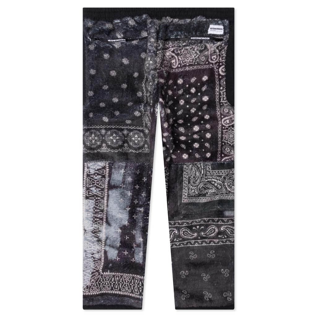 Bandana Pattern Fleece Pants - Black