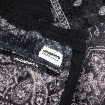 Bandana Pattern Fleece Pants - Black