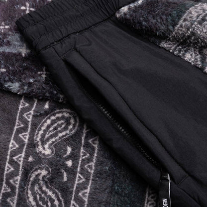 Bandana Pattern Fleece Pants - Black
