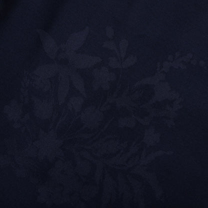 Silk Floral Jacquard Pants - Navy