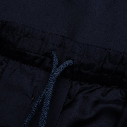 Silk Floral Jacquard Pants - Navy