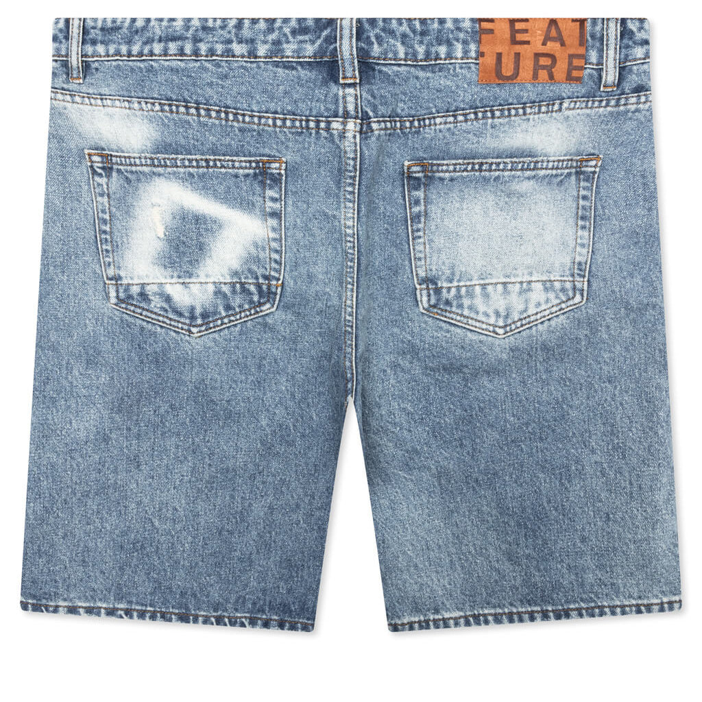 Berry Wide Denim Short - Vintage Med Blue