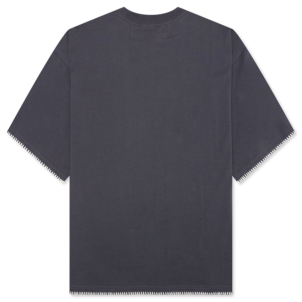 Blanket Stitch Vintage Tee - Sun Faded Grey