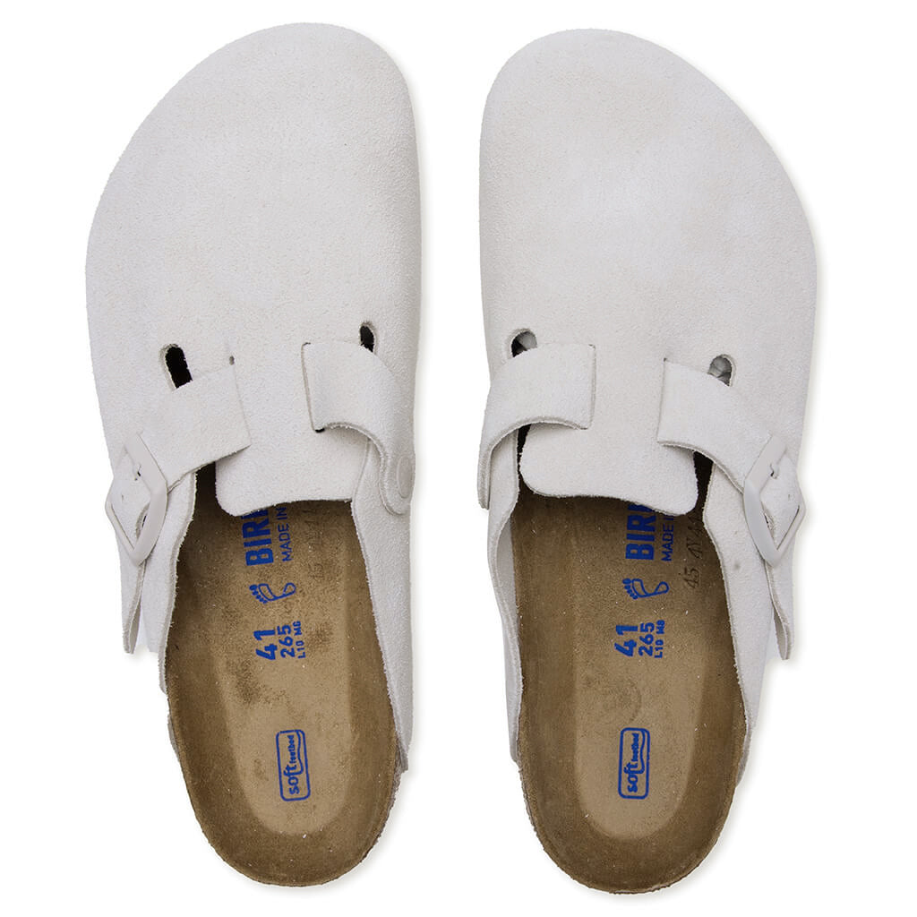 Boston Soft Footbed Suede Leather - Antique White