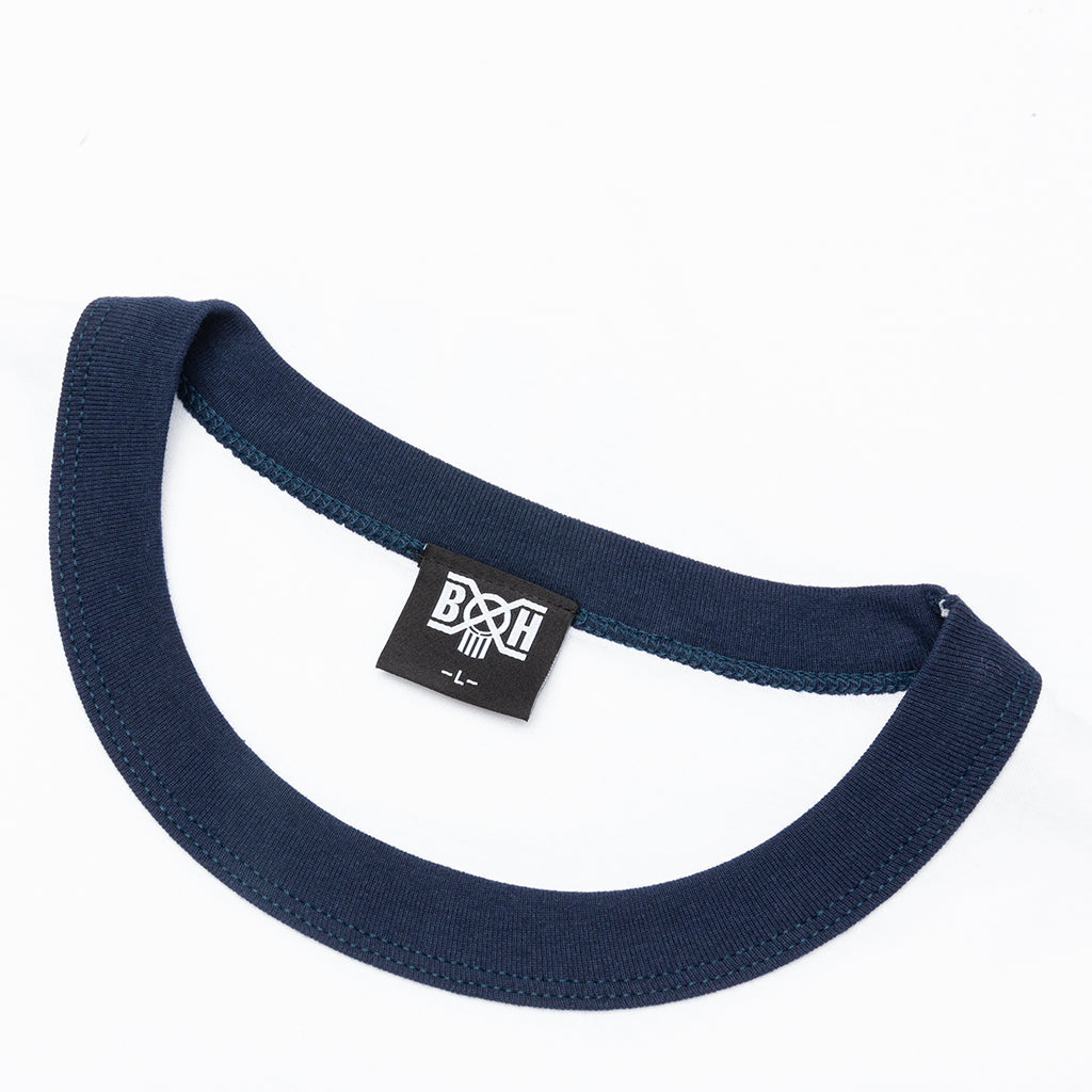 Logo Trim Tee - White/Navy
