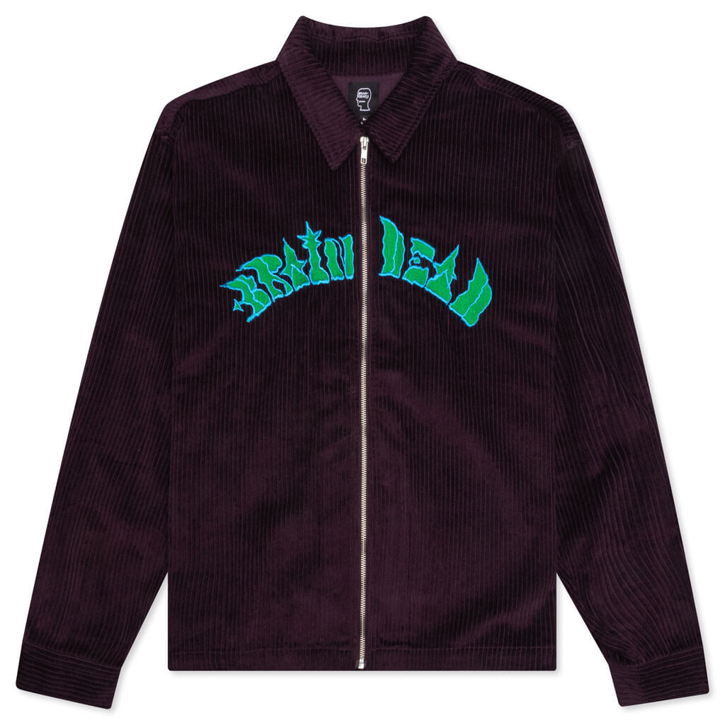 Cobblestone Cord Zip Shirt Jacket - Purple