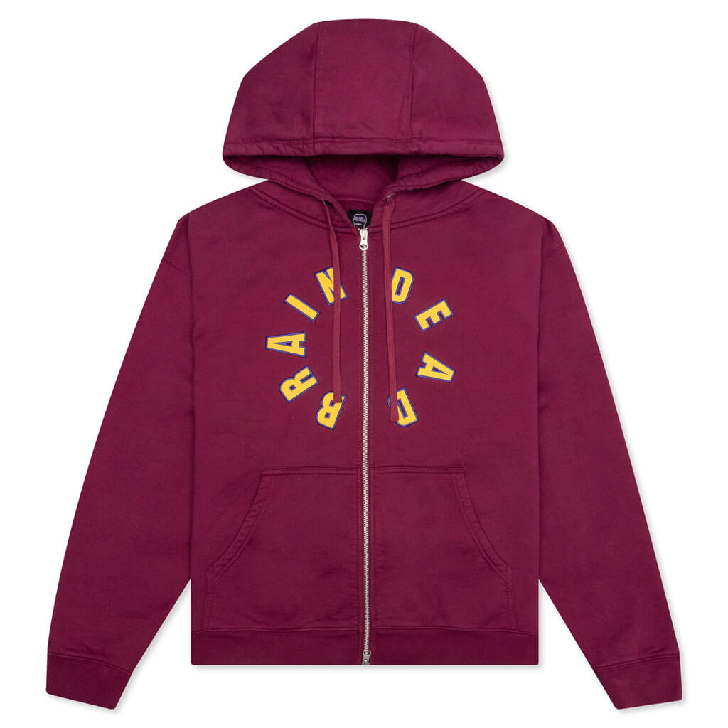 Collegiate Zip Up Hoodie - Maroon