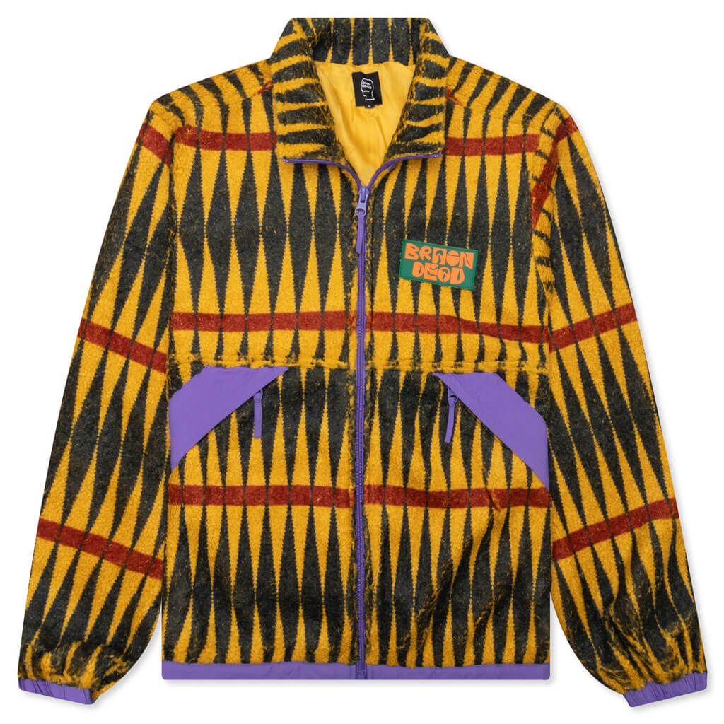 Configuration Printed Sherpa Full Zip Jacket - Mustard/Multi