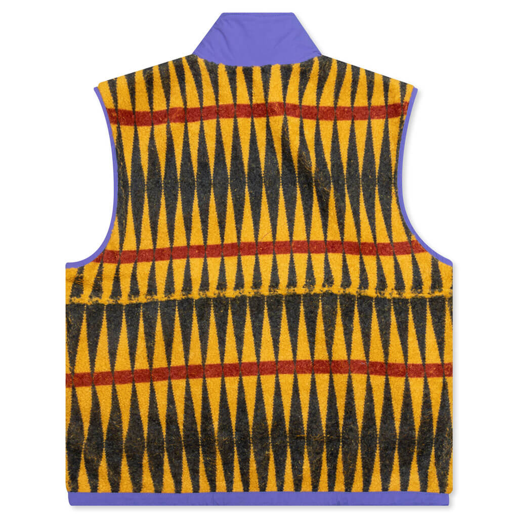 Configuration Printed Sherpa Vest - Mustard/Multi
